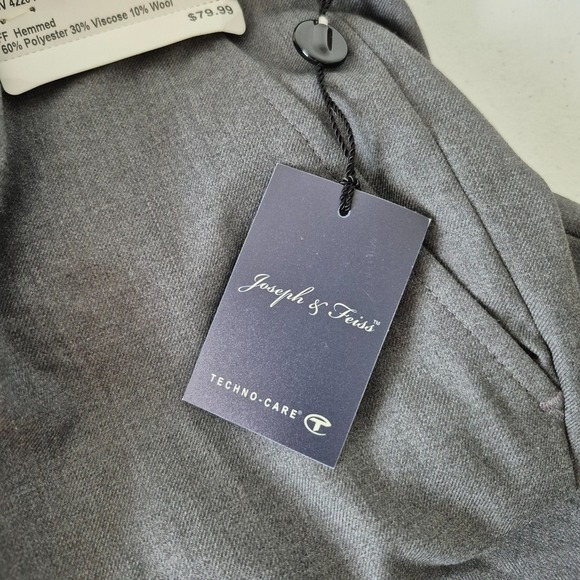 Joseph‎ & Feiss Pants Mens 41x31 (T42x32) Gray Poly Wool Classic Fit  Dress NEW - Picture 8 of 13